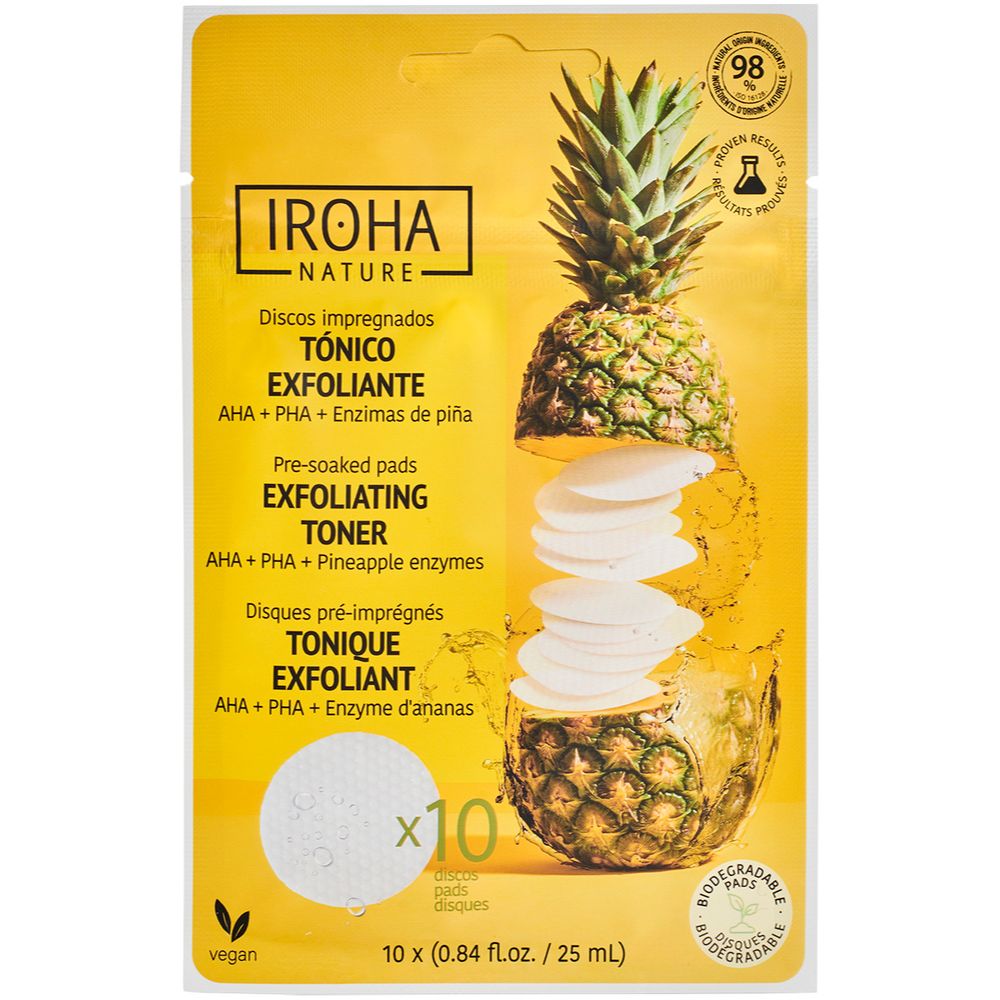 Disques coton pré-imprégnés tonique exfoliant x10