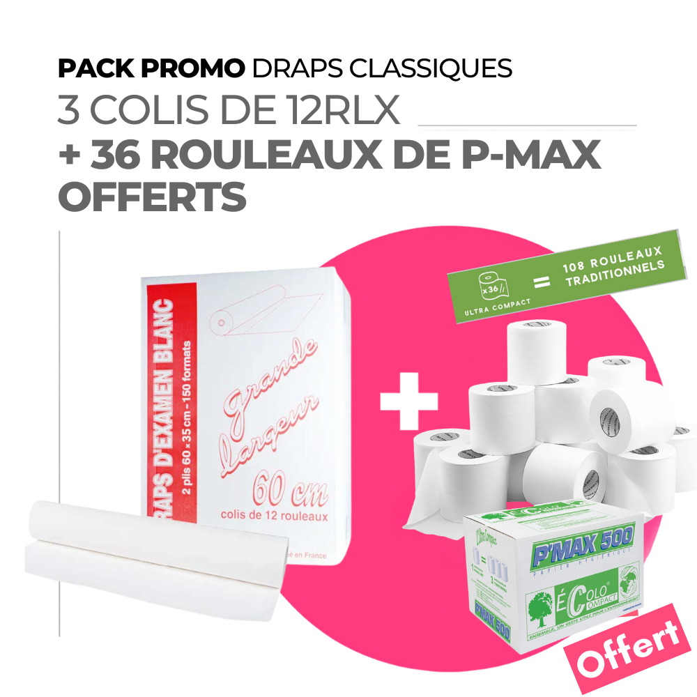 Draps d'examens classiques + 36 rouleaux P-MAX OFFERTS