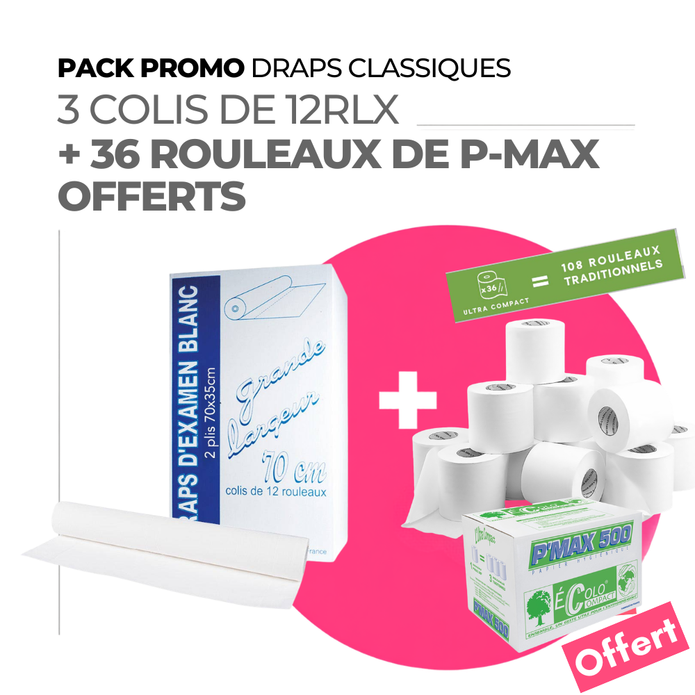 Draps d'examens classiques + 36 rouleaux P-MAX OFFERTS