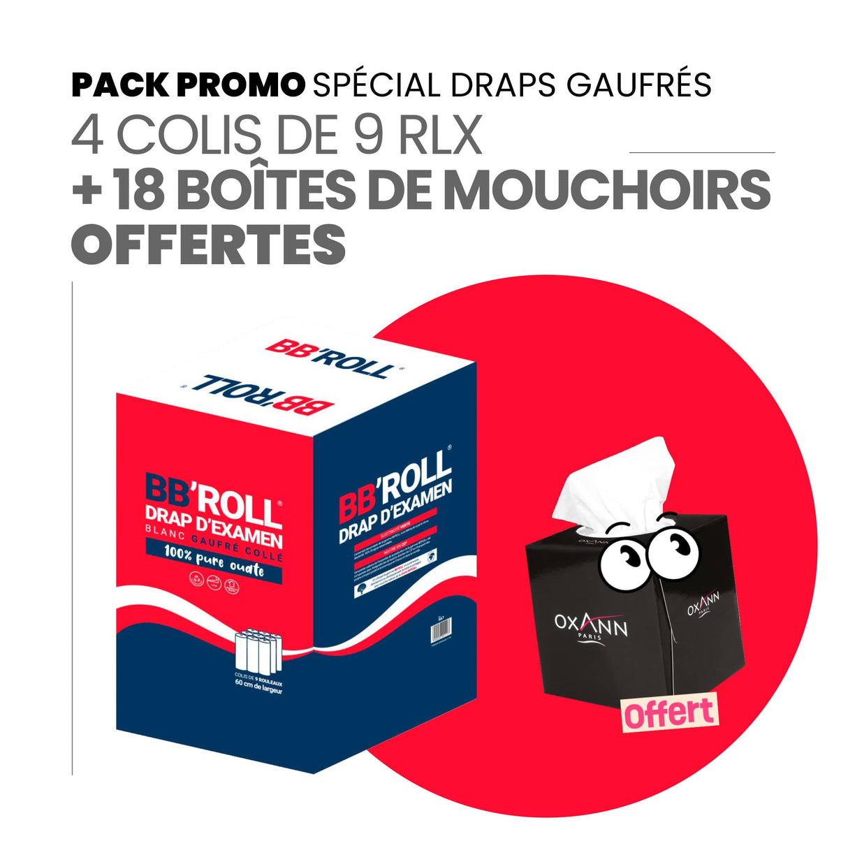 Pack Draps Gaufrés + 18 Boites de mouchoirs OFFERTES
