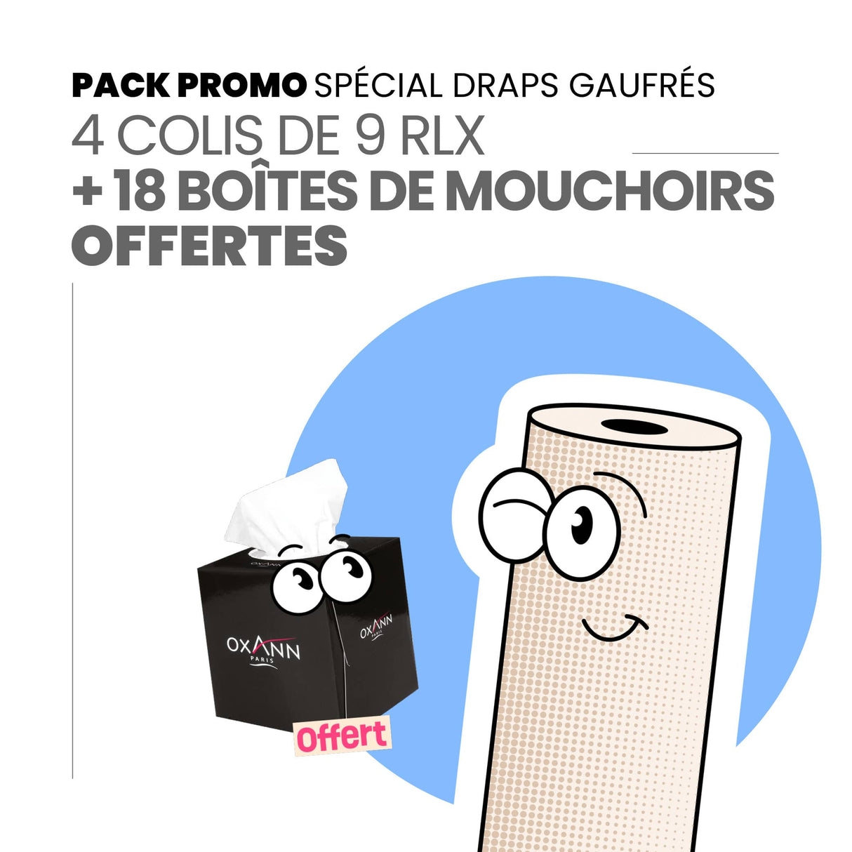 Pack Draps Gaufrés + 18 Boites de mouchoirs OFFERTES