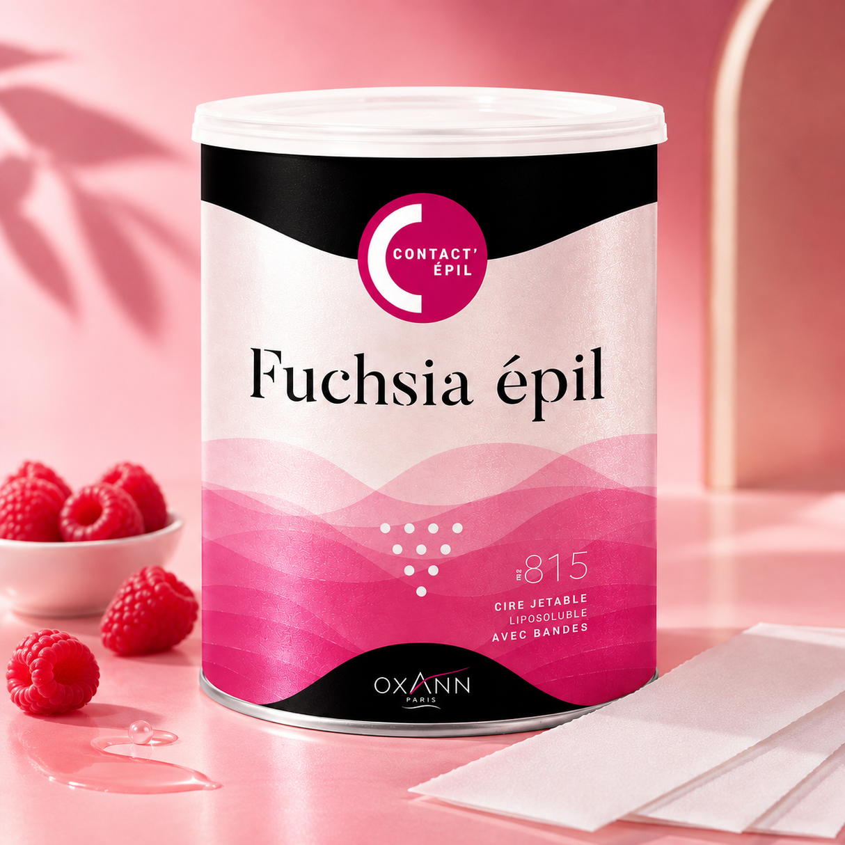 Cire Fuchsia Epil avec bandes pot 750g