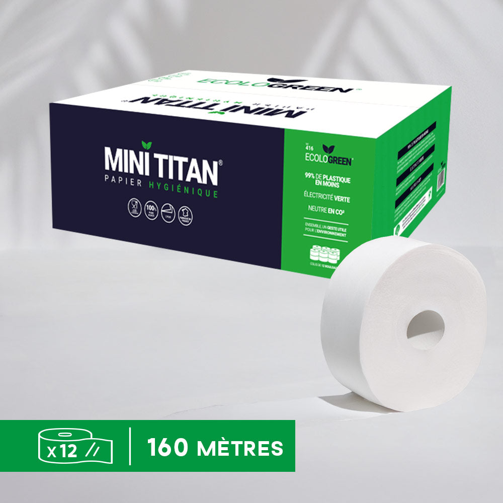 PAPIER HYGIENIQUE ECOLO GREEN MINI TITAN COLIS DE 12
