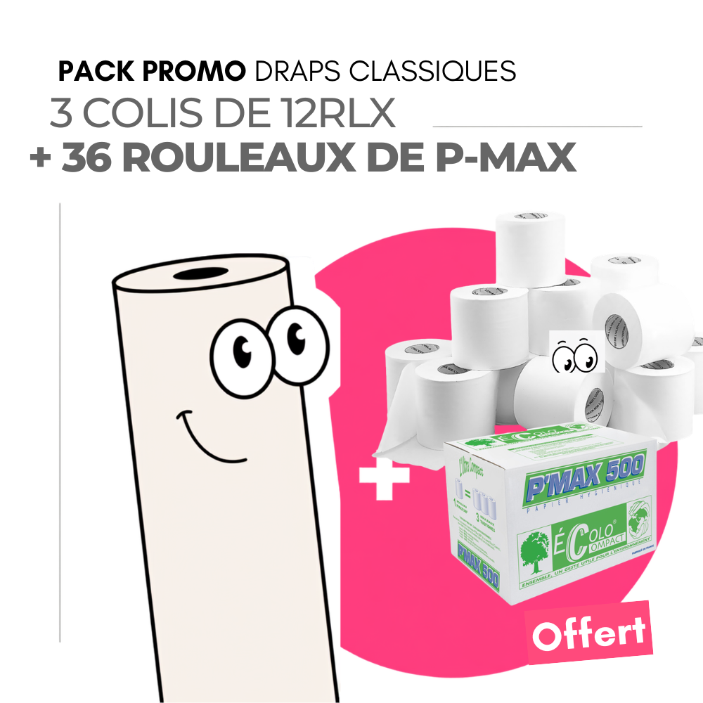 Draps d'examens classiques + 36 rouleaux P-MAX OFFERTS