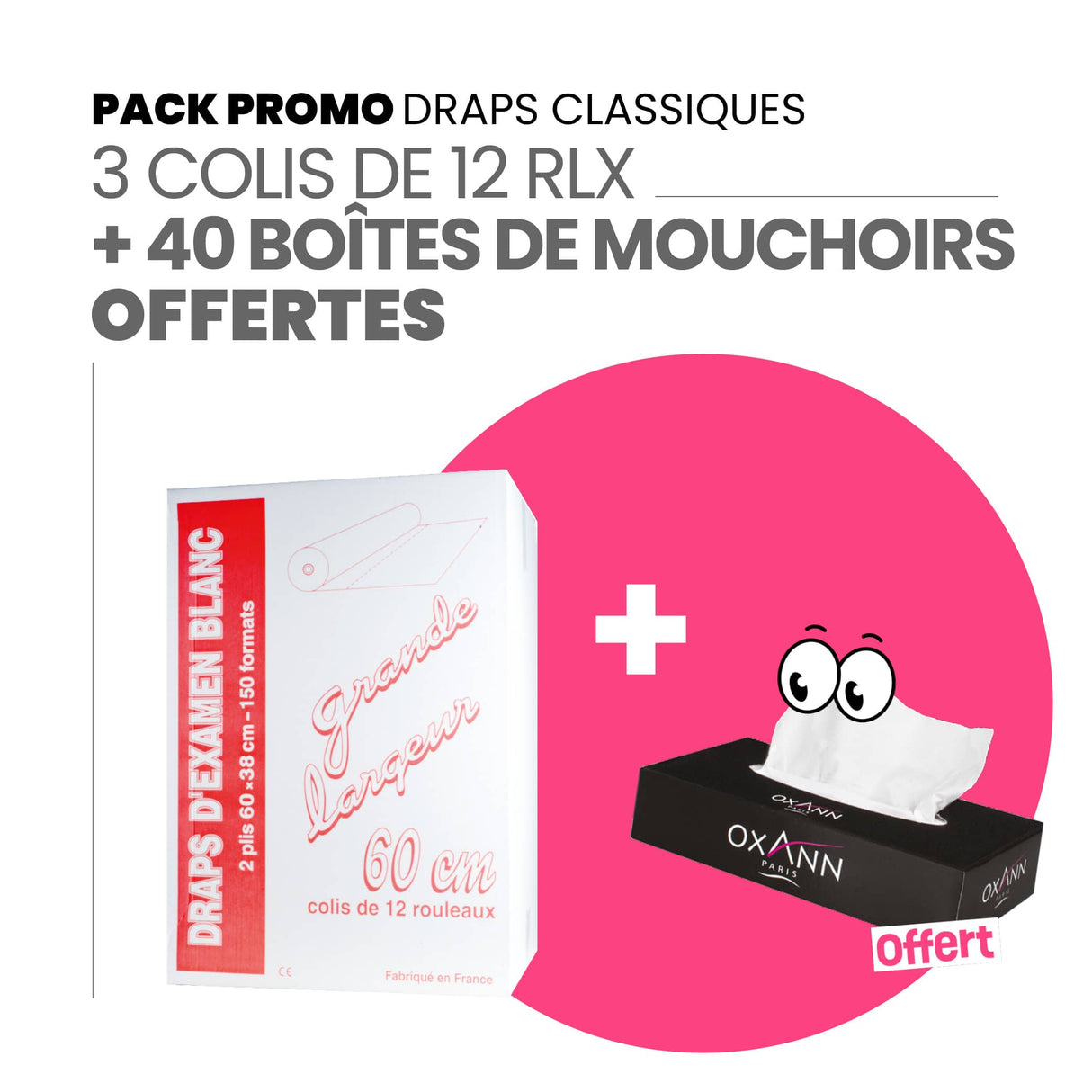 Draps d'examens classiques + 40 boîtes de mouchoirs OFFERTES
