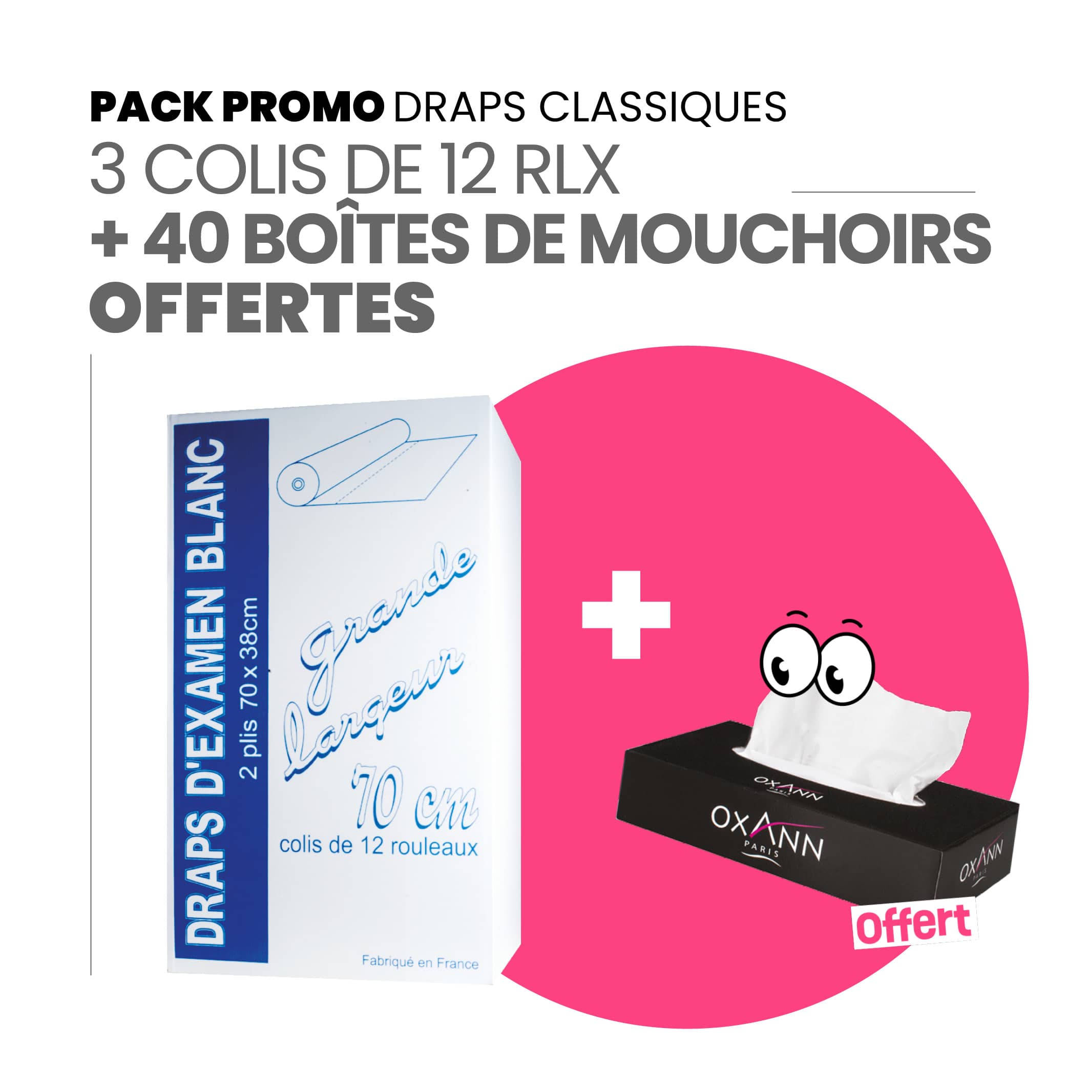 Draps d'examens classiques + 40 boîtes de mouchoirs OFFERTES