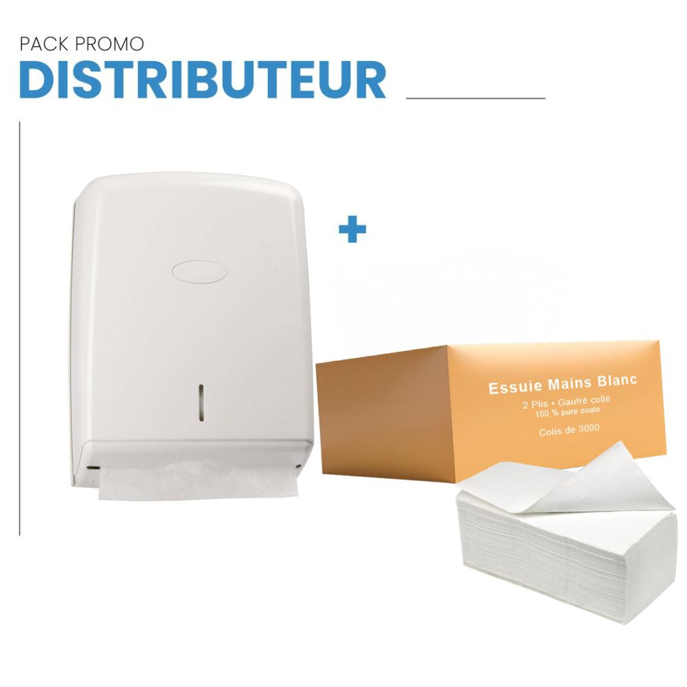 Promo 1 colis essuie-mains gaufrés + 1 distributeur