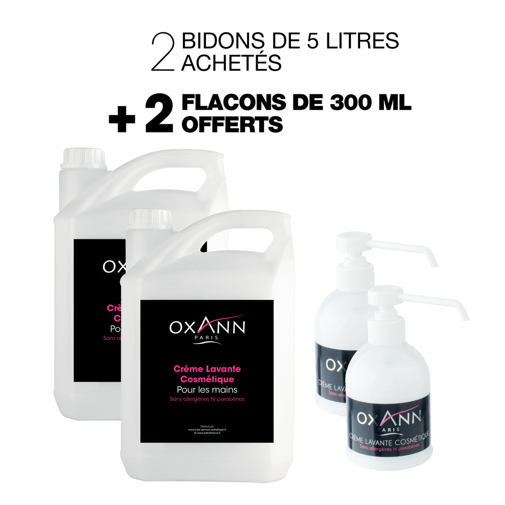2 bidons crème lavante  + 2 flacons de 300ml offert
